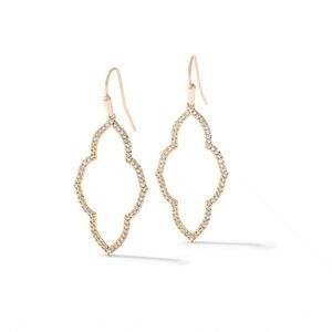 Kendra Scott Abbie Gold Small Open Frame Earrings in White Crystal